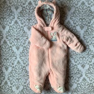 NWOT Baby Fleece Bunny Pink Snowsuit 0-3 months Little Wonders